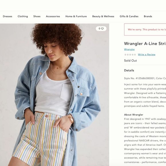 Wrangler NWT A-Line Stripe Shorts - Picture 10 of 10